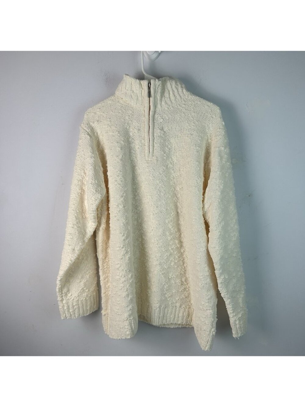 Coldwater Creek Women’s Cream Knit 1/4 Zip Sweater Size 1x Textured Detail